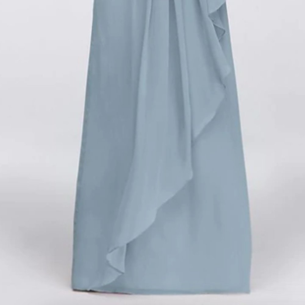 Crinkle Chiffon Dress with Cascade Skirt - Picture 2 of 2